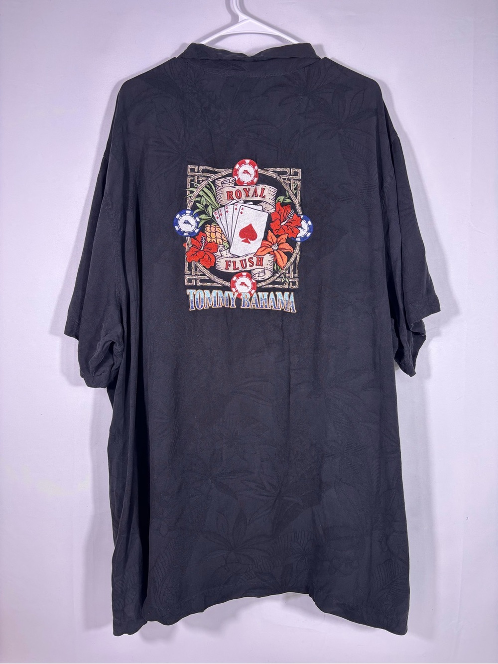 Tommy Bahama Silk Royal Flush Poker Casino Vegas Shirt Ace of Spades 3XLT